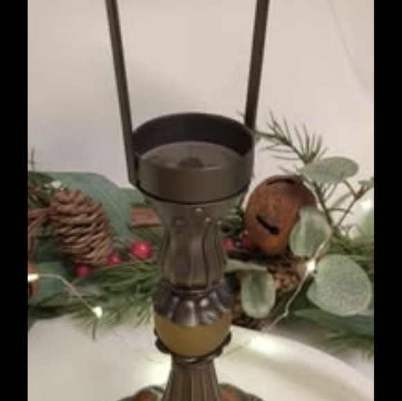 PARTYLITE Paris Retro Tealight Candle Lamp w/Jeweled Amber Frosted Shade 12"Hx8W - Picture 4 of 5